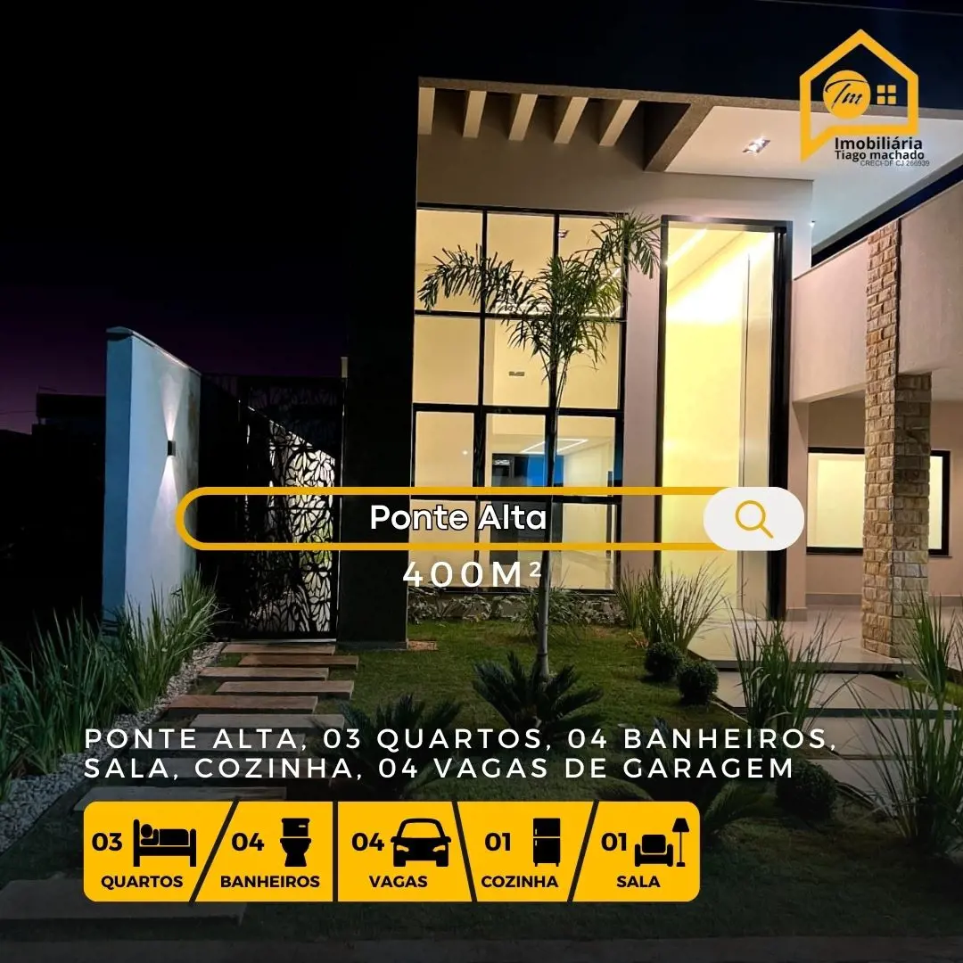 Excelente oportunidade na Ponte Alta 03 quartos, sendo 03 suítesSala com pé dire...