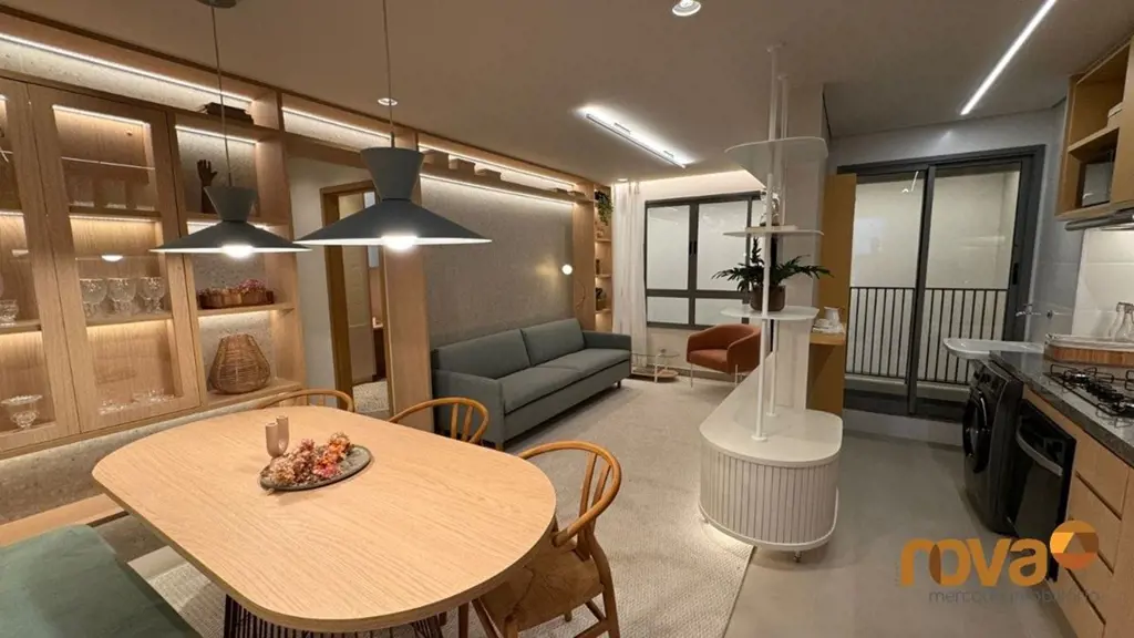 Apartamento 2 quartos, sendo 1 suíte, cozinha, sala de estar e sala de jantar, 2...