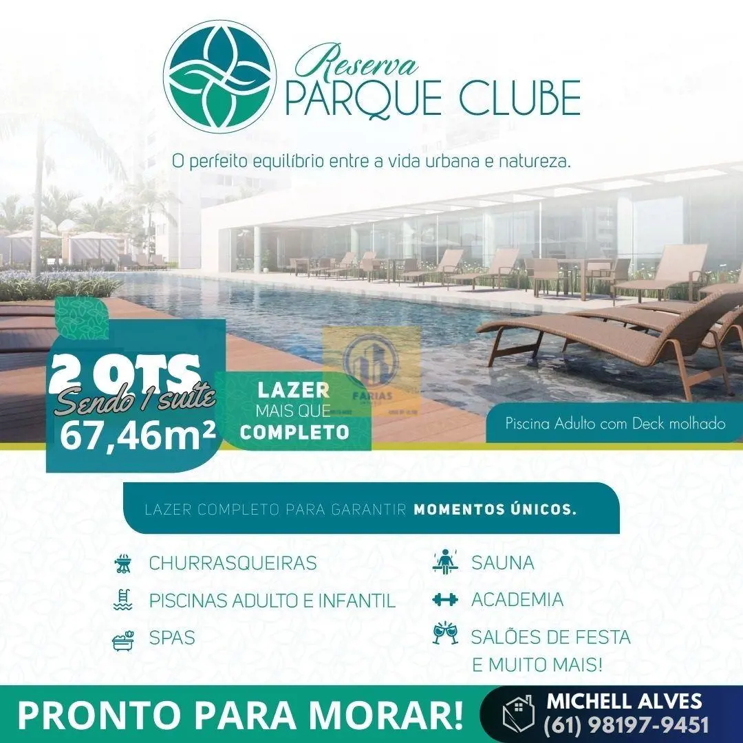 Reserva Parque Clube - Torre 1Pronto para morar!Apartamento 2 quartos com altíss...