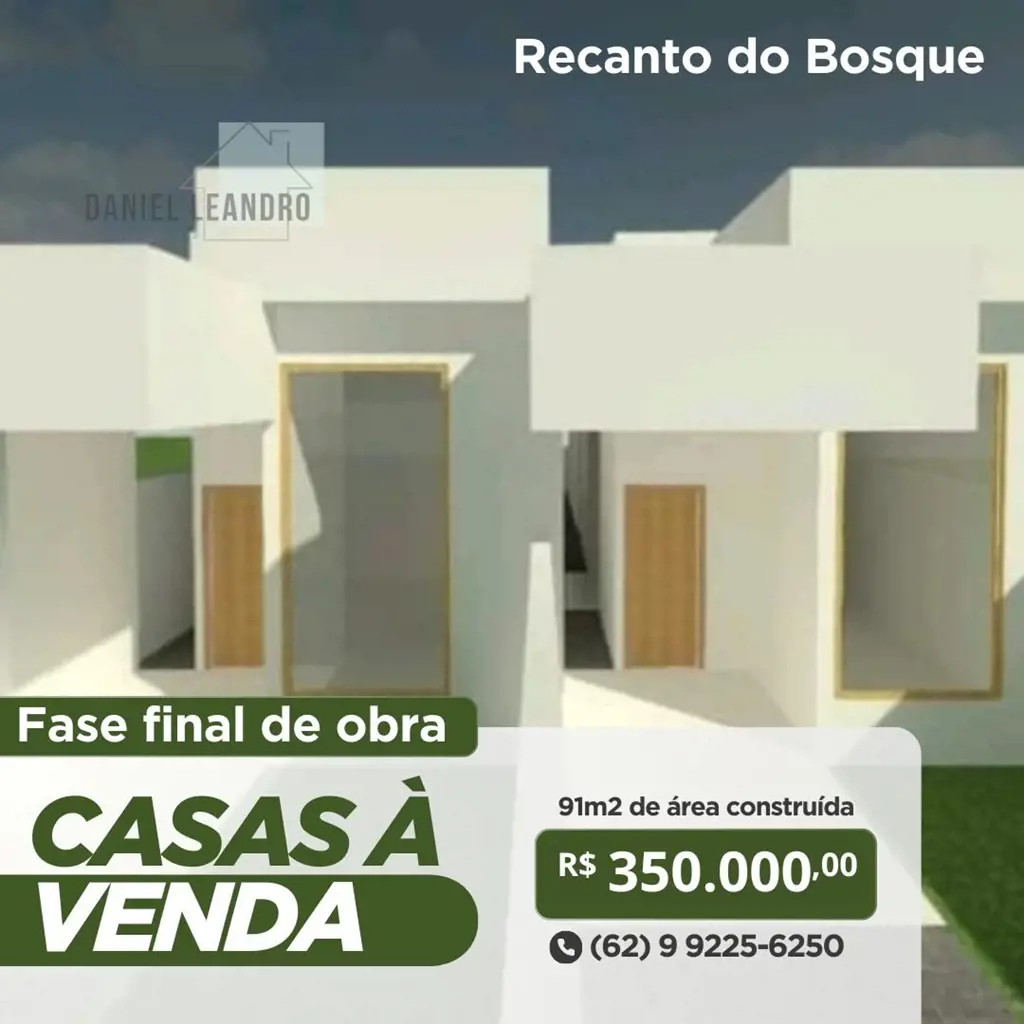 CASAS EM CONSTRUÇÃO NO RECANTO DO BOSQUE AMBIENTE 3 quartos, sendo 1 suíte; Cozi...