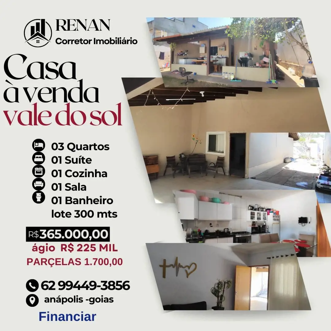Casa para VendaAnápolis / GOResidencial Vale do Sol - CASA DE 3/4 SÚITE ÁGIO OU ...