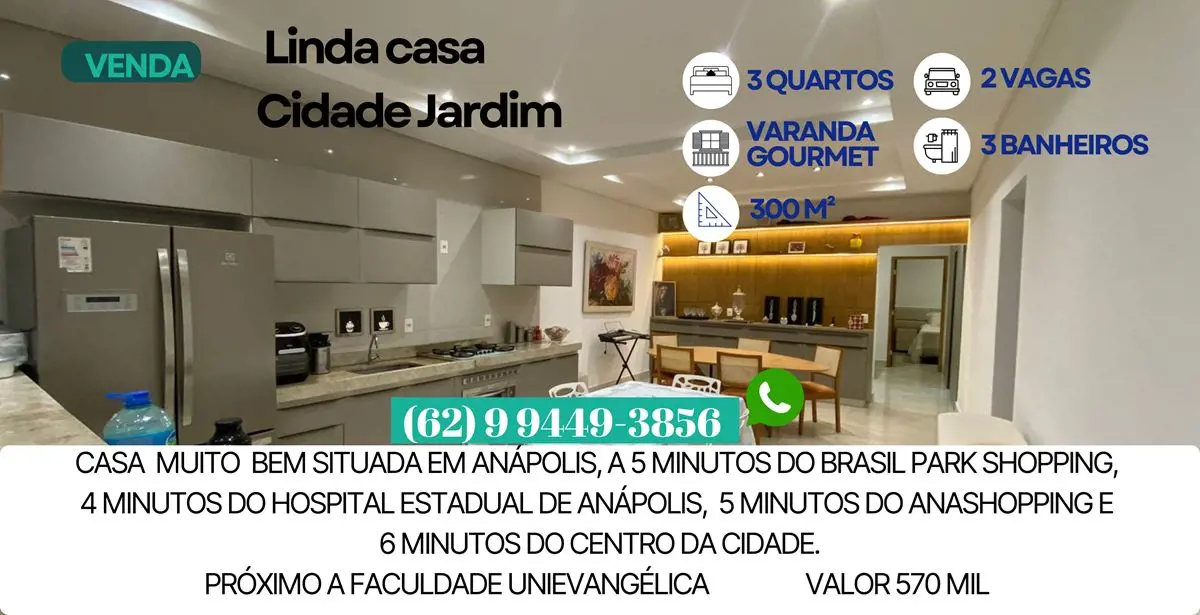 Venda-se uma casa situada no bairro Cidade Jardim em Anápolis. CONTATO RENAN (62...