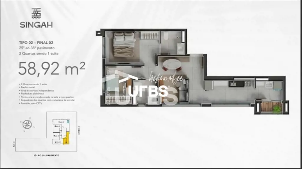 COD U-0013152 - SINGAH - Jardim GoiásVenda de apartamento na planta no Singah, m...