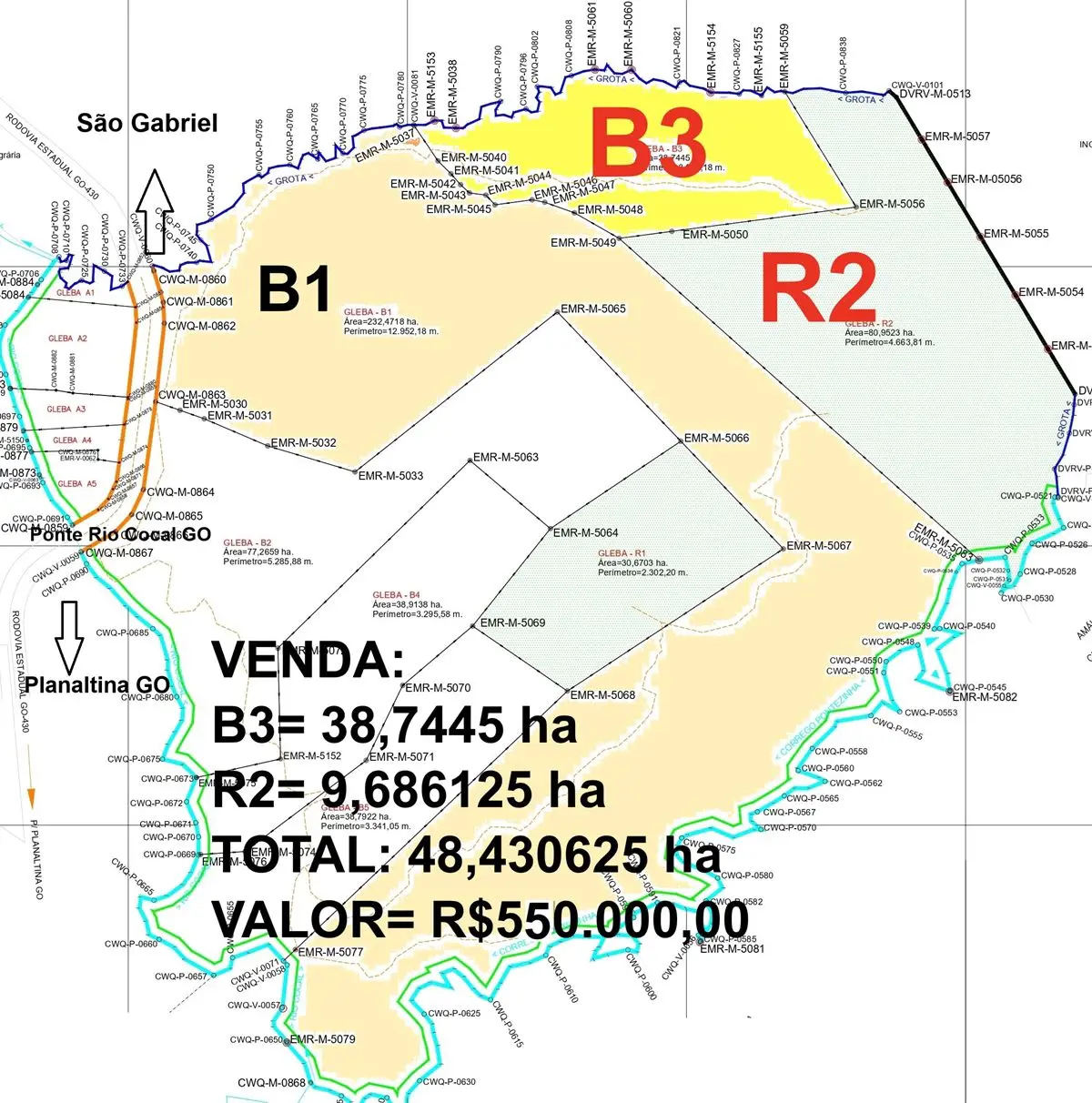 FAZENDA/GO 48,430625 ha – R$ R$581mil reais (61) 99812.5154Vendo Imóvel rural, T...