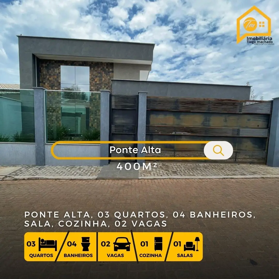 03 quartos, sendo 03 suítesSala com pé direito duplo Cozinha com ilhaÁrea de ser...