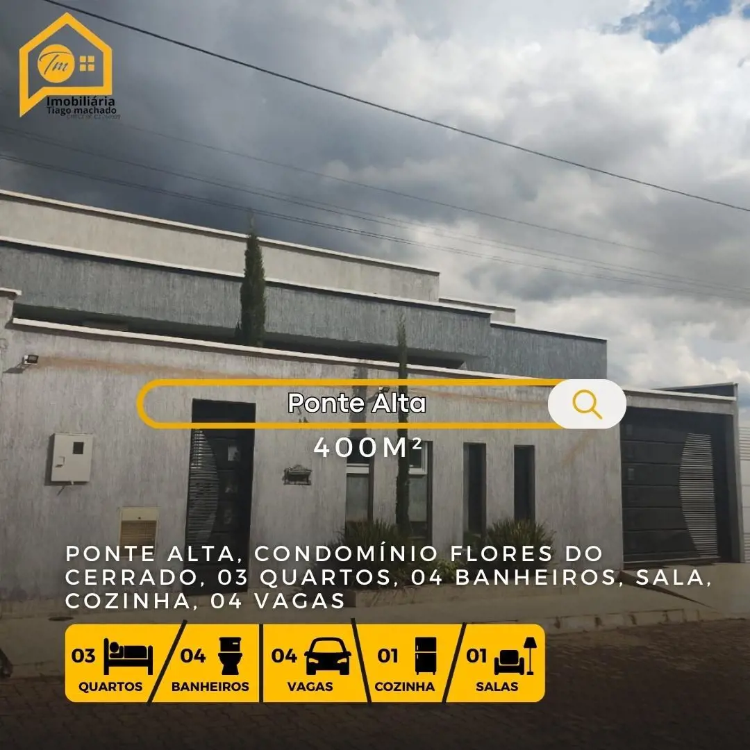 Excelente casa no Condomínio Flores do Cerrado03 quartos, sendo 01 suíte máster ...