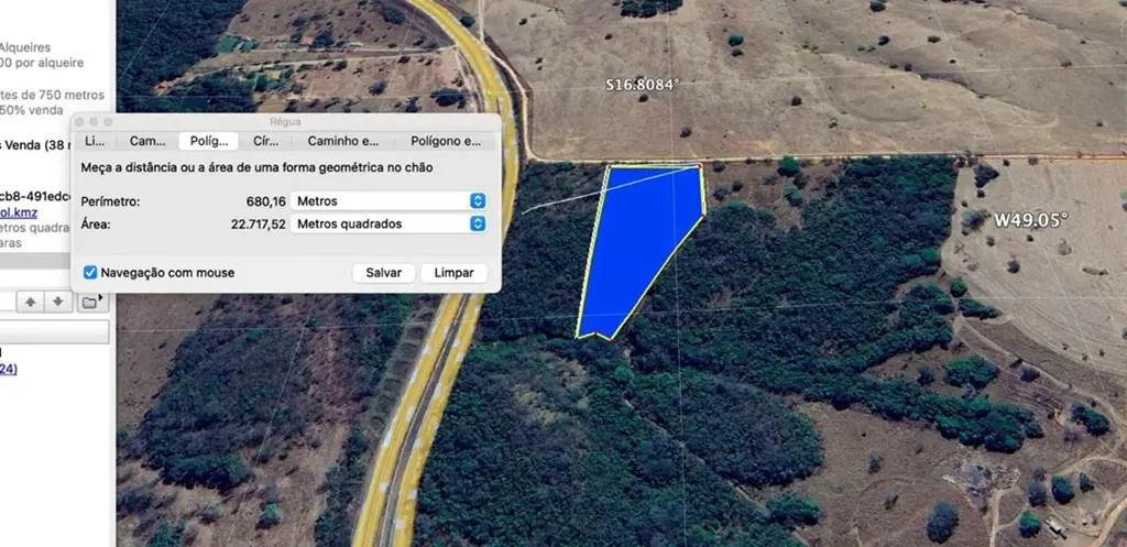 Excelente oportunidade de investimento, área a venda com meio alqueiro na (GO) 0...