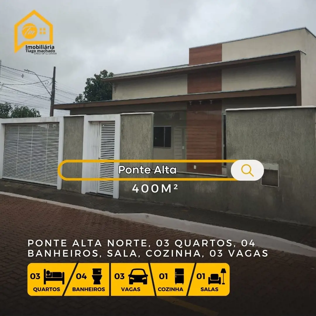 Excelente casa na Ponte AltaCasa composta por 03 quartos, sendo 03 com suítesSal...