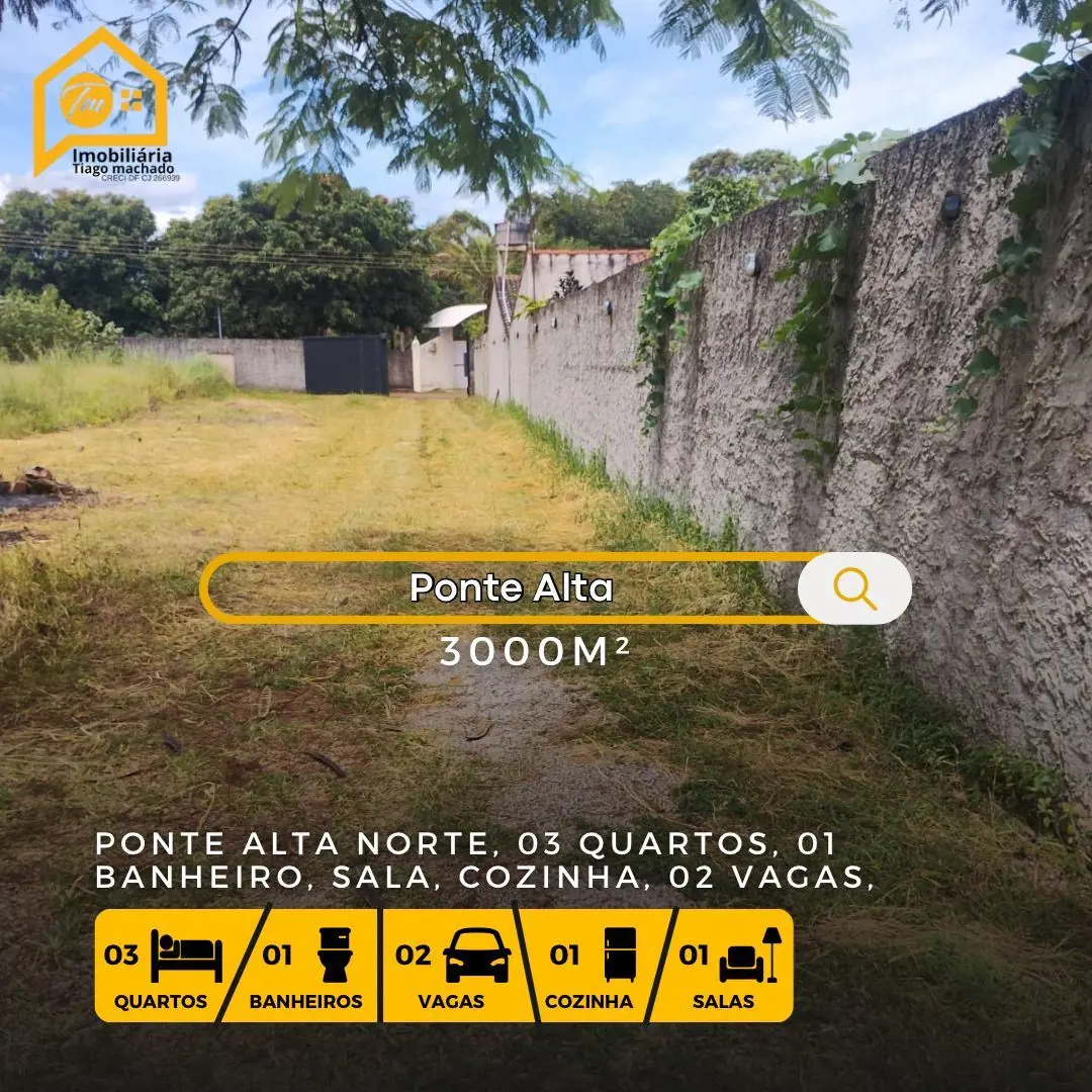 Excelente casa em lote de 3000m² na Ponte Alta3 quartos Sala Banheiro socialCozi...