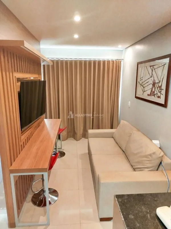 Flat reformado no Lake Side Hotel Residence – 37m², vista interna, 2º andarLocal...