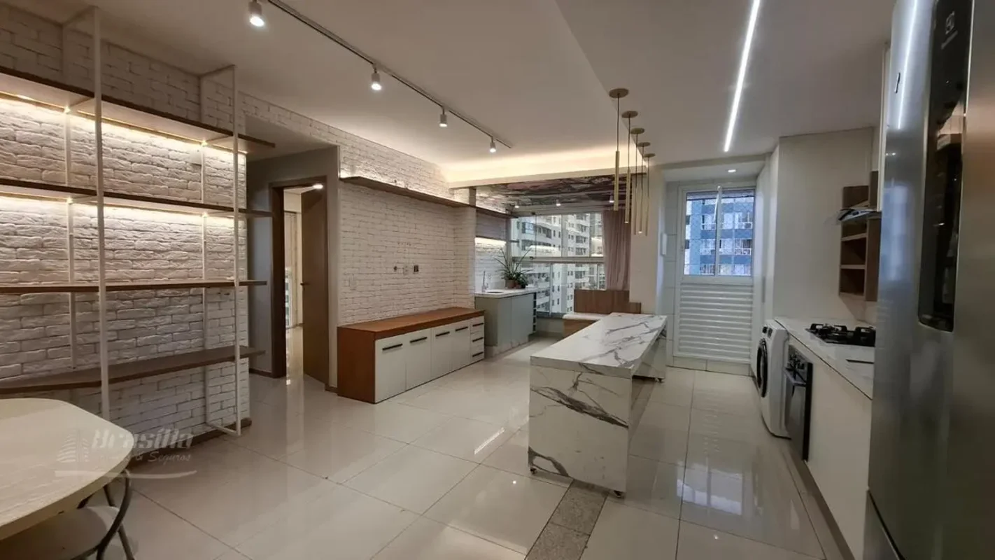 LE PAYSAGE - Rua 34 Sul 2 quartos 61 99825-0607 Cozinha integrada com a sala ele...