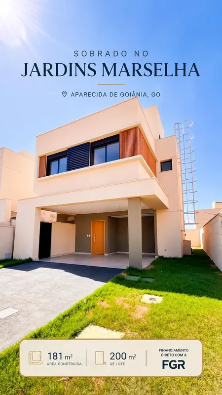 Sobrado no Jardins MarselhaQuadra 16, Lote 17 – Aparecida de Goiânia, GO 181 m² ...