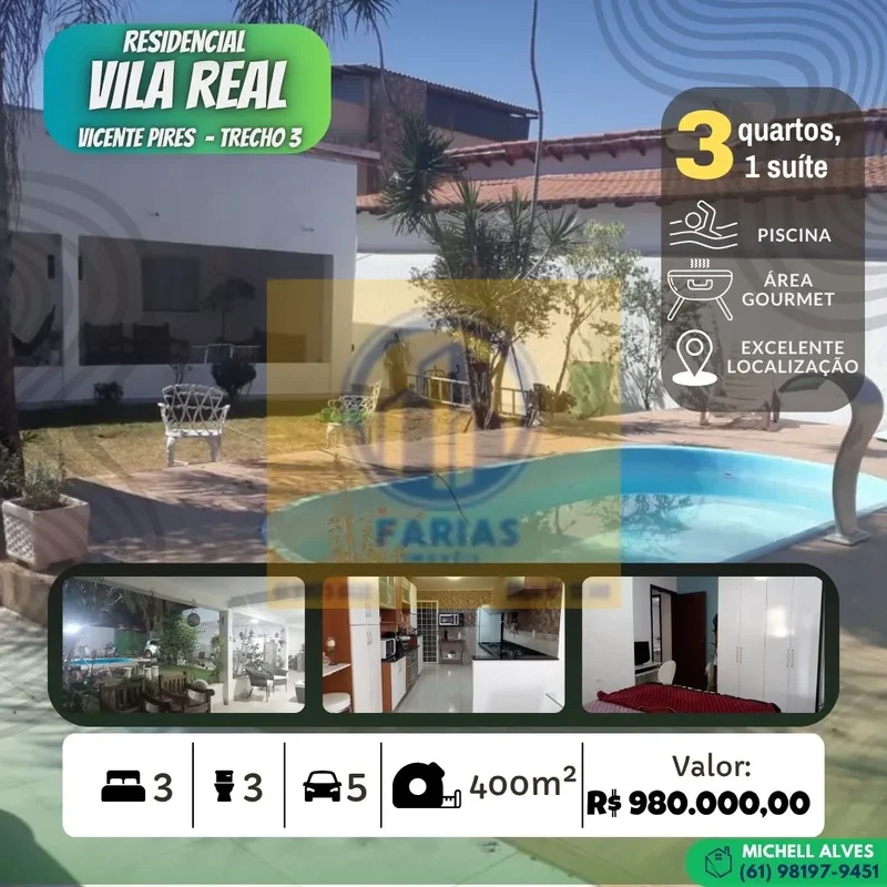 Belíssima casa em Vicente Pires, localizada na rua 03, com uma excelente área de...