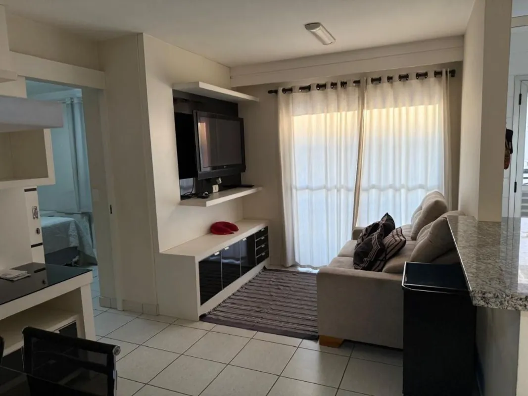 Flat de 44 m² com 01 quarto (suíte), sala e cozinha integradas, totalmente mobil...