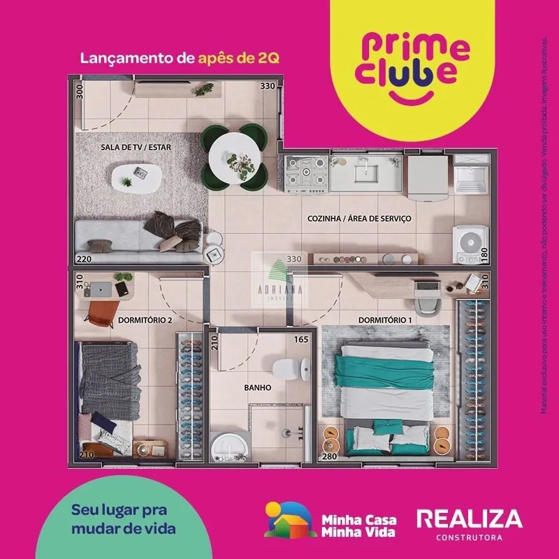 Surpreenda-se morando no seu apê de 2 quartos em um condomínio completo, moderno...