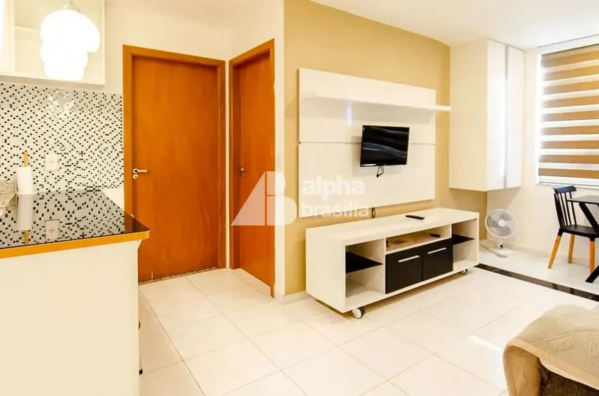 Apartamento mobiliado localizado no Premier Residence, no SHTN Trecho 01, com co...
