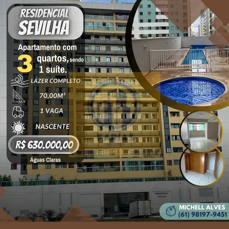 Belíssimo apartamento no Residencial Sevilha (Águas Claras Sul)- Unidade de cant...
