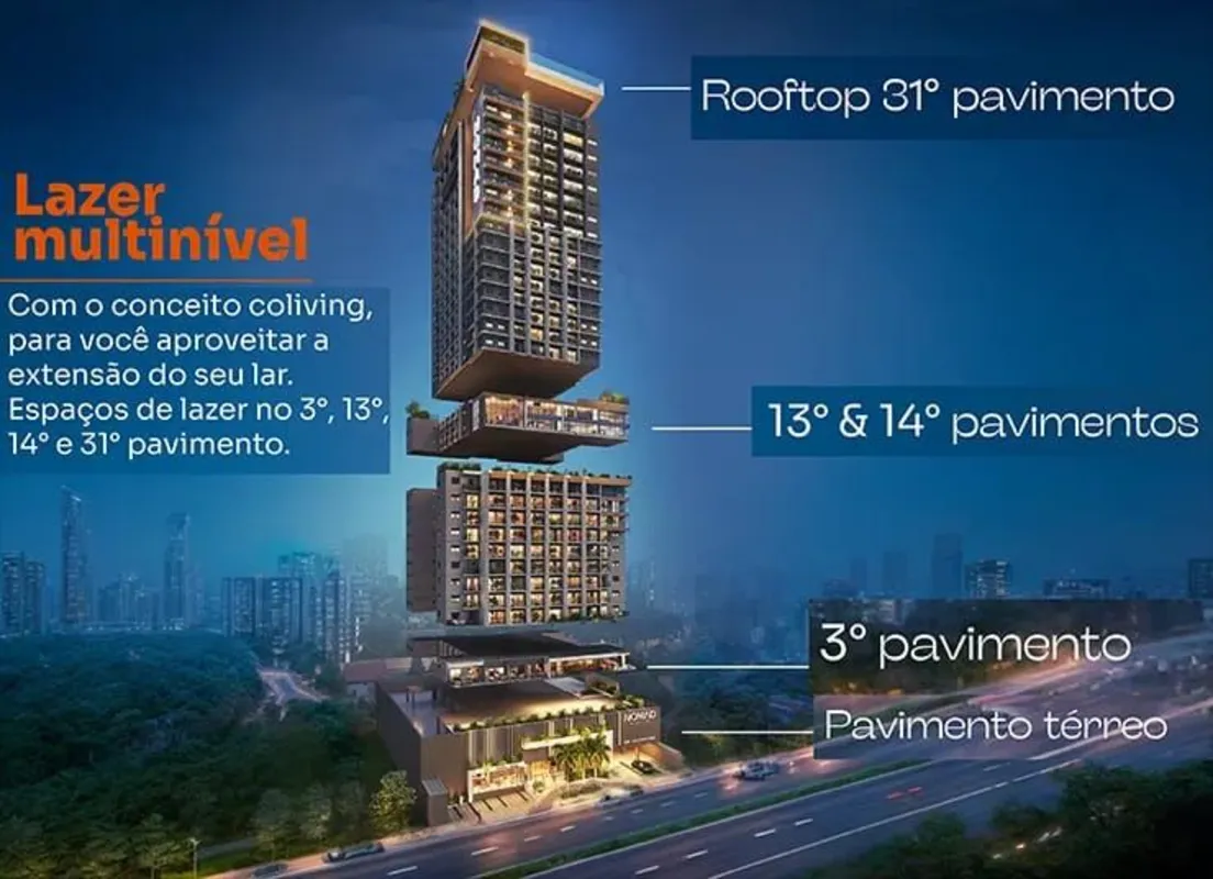 Vendo Ágio NOMAD MODERN LIFE Andar Alto 2 Dormitorios 2 suítes 56m² Nascente 1 v...