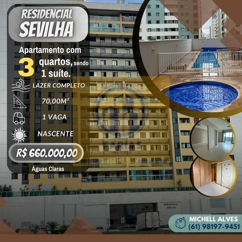 Belíssimo apartamento no Residencial Sevilha (Águas Claras Sul)- Unidade de cant...