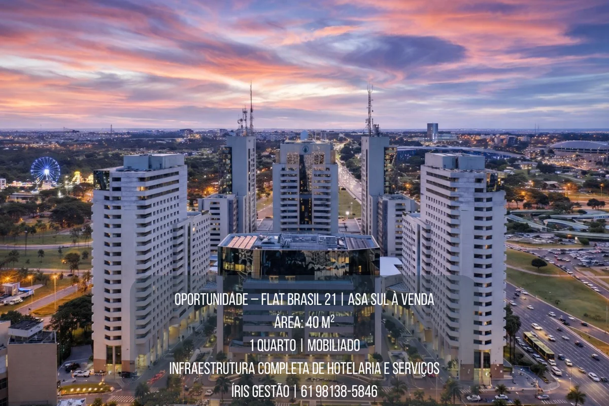 FLAT MOBILIADO | MELIÁ BRASIL 21 SUITES – BLOCO F | 42 m² | ASA SULExcelente opo...