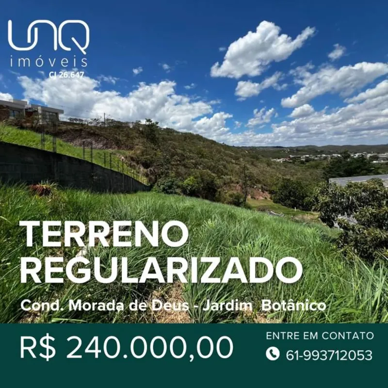 UNQ vende lote regularizado no Cond. Amoob, no coração do Jardim Botânico. O ter...