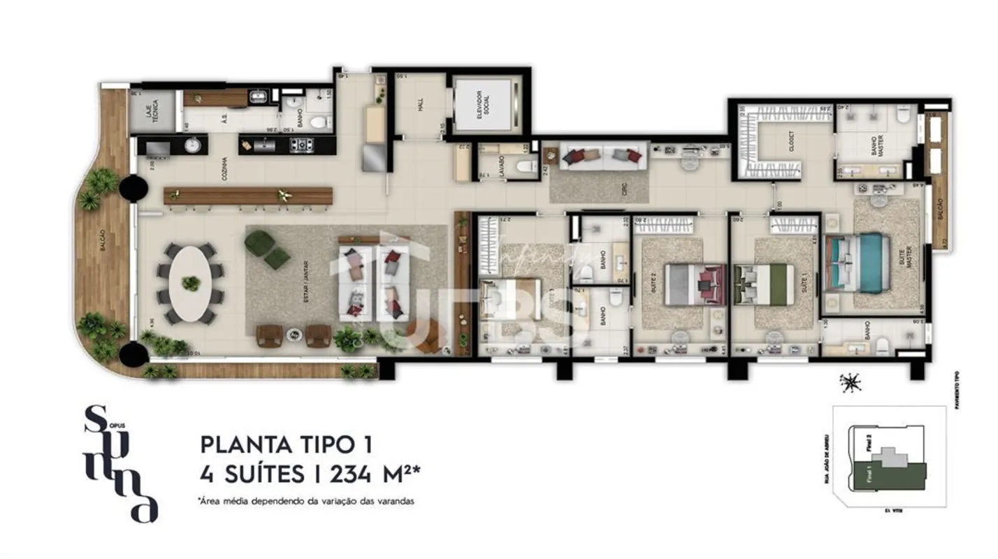 COD U-0029257 - Apartamentos de 232,93 m² no melhor ponto do Setor Oeste, em fre...