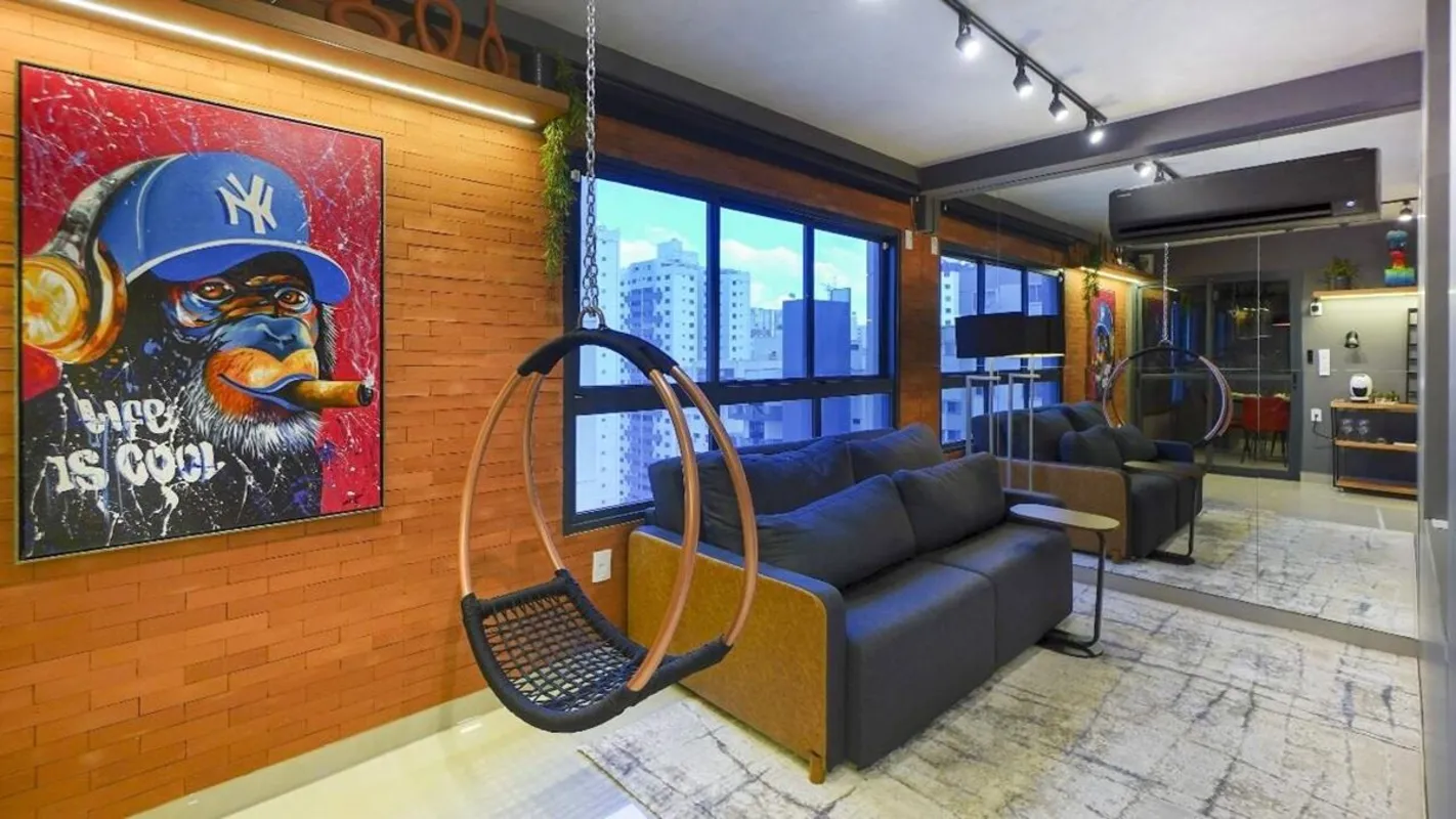 Ritmo BuenoFlat, 52m², totalmente mobiliado, área de lazer completa, setor Bueno...