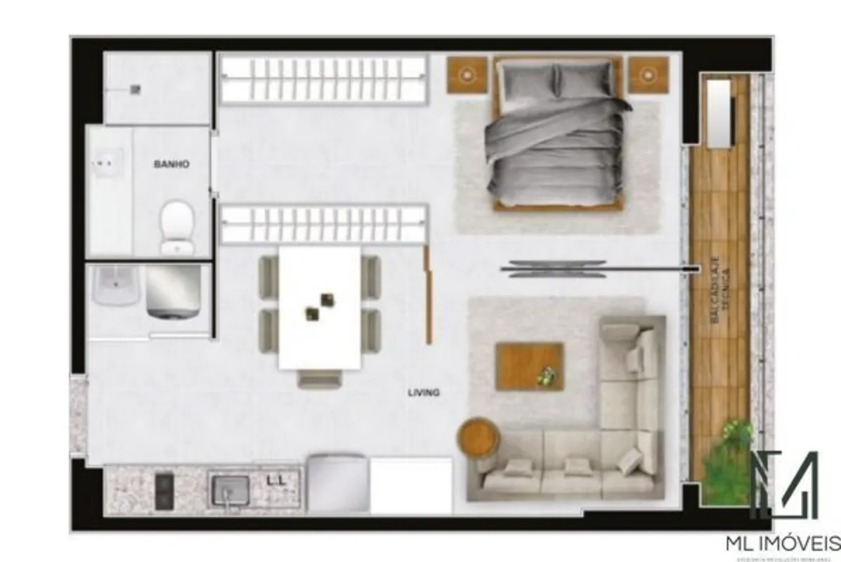 Studio Azure | Setor Marista | Goiânia | 49,22m²Studio localizado no Azure, no S...