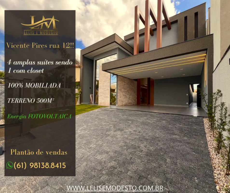 Lelis e Modesto apresentam: exclusiva casa nova e moderna à venda em Vicente Pir...