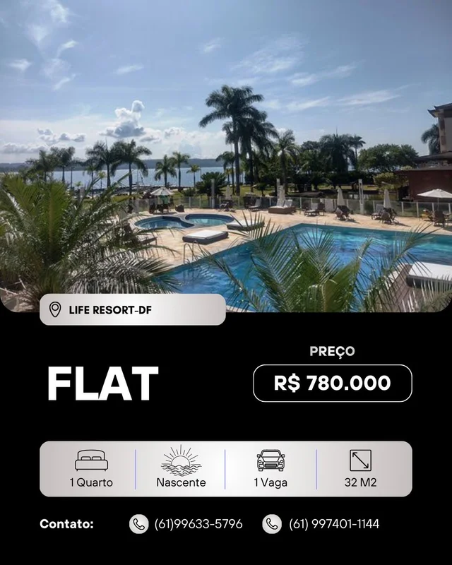 ******Cipriano imóveis vende********* FLAT LIFE RESORT | Beira Lago – Brasília R...