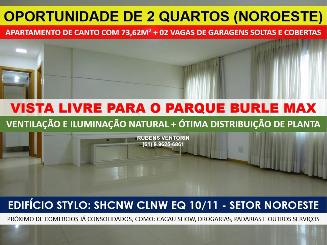 OPORTUNIDADE DE COMPRA NO SETOR NOROESTE!VENDO EXCELENTE APARTAMENTO DE CANTO CO...