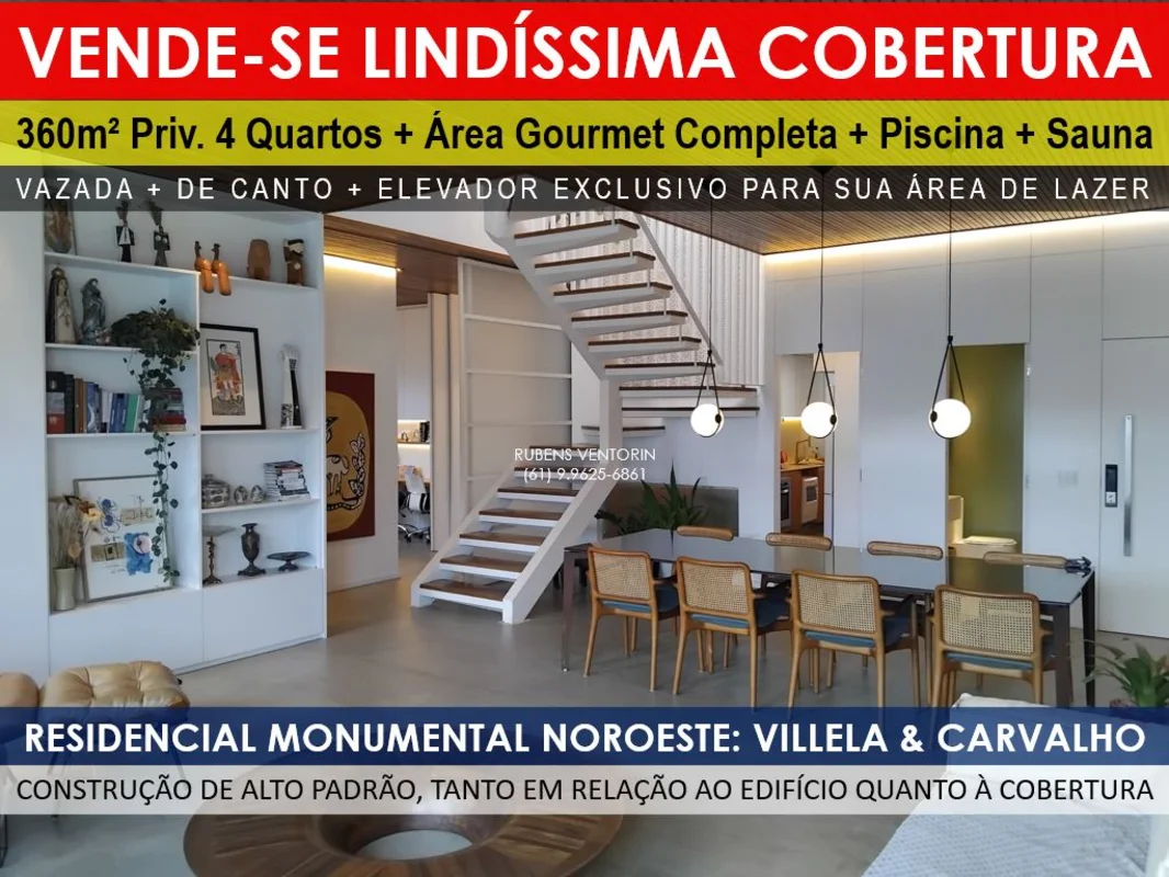 VENDO COBERTURA EXCLUSIVA, VAZADA, DE CANTO E COM PISCINA GRANDE NO SETOR NOROES...