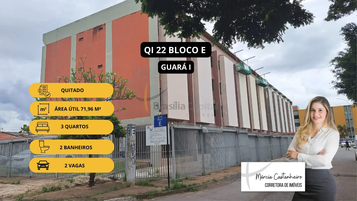 Apartamento na QI 22 - Guará* Ventilação cruzada;* Sala;* 3 quartos com armários...