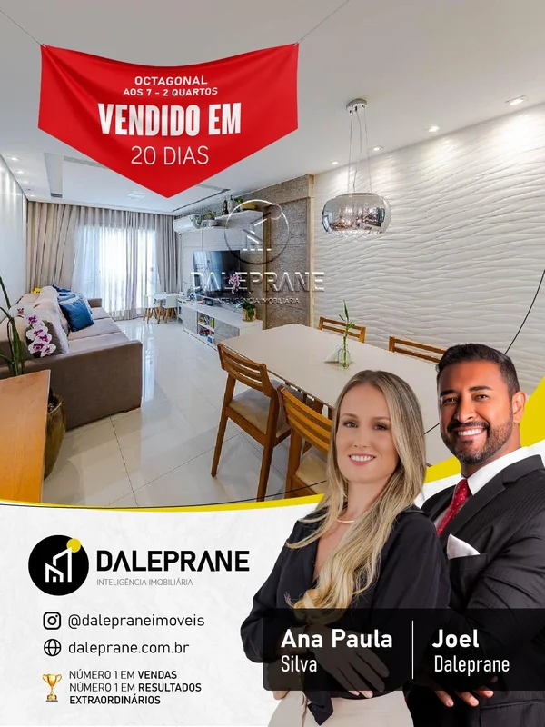 OCTOGONAL – AOS 7 - DALEPRANE VENDE COM EXCLUSIVIDADE2 QUARTOS | 67m² | 1 VAGA S...