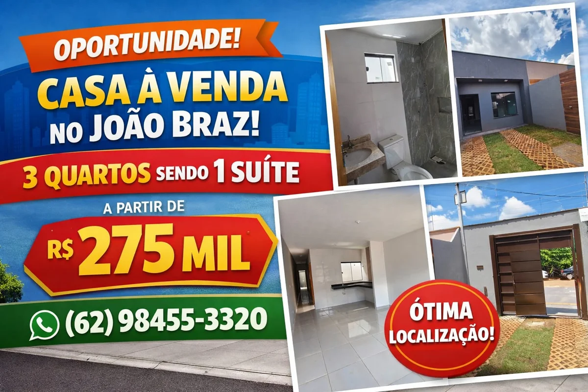 SAIA AGORA MESMO DO ALUGUEL!!!Casa de 3 quartos sendo 1 suite no João Braz proxi...