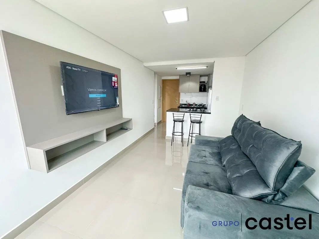 Apartamento 1 quarto mobiliado novo, andar alto 22, cozinha planejada, sala, ar ...