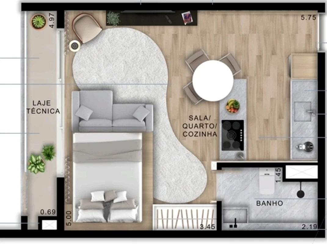 Ágio com valor de Opotunidade Torre TorontoStudio 35m²1 vaga de garagem16° andar...