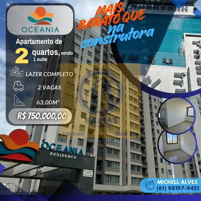 - OCEANIA RESIDENCE - 2 E 3 QUARTOS NA PARTE ALTA DE ÁGUAS CLARAS - DF.- O P O R...