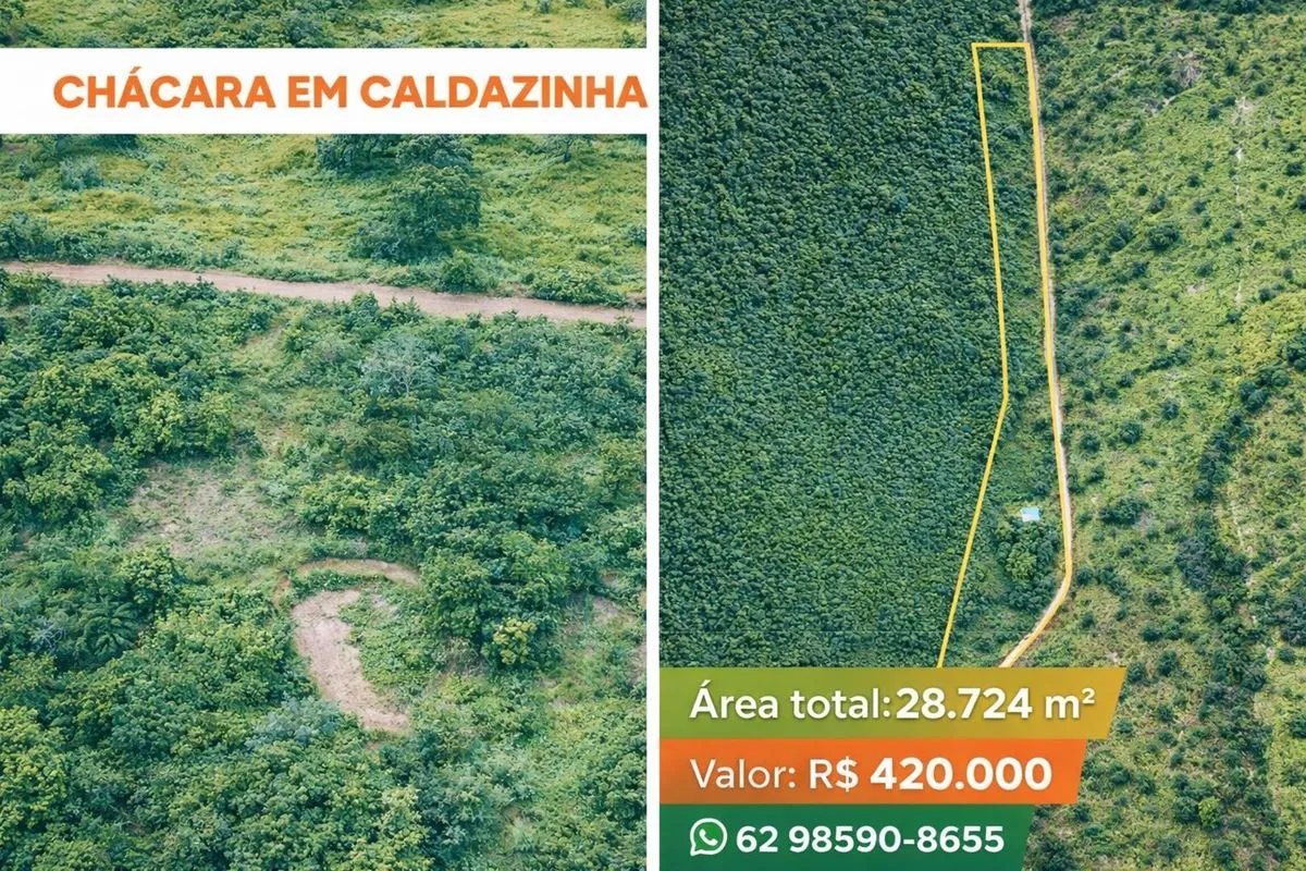 CHÁCARA – CALDAZINHA / ESTRADA BONFINÓPOLISÁrea total: 28.724 m²Valor: R$ 420.00...