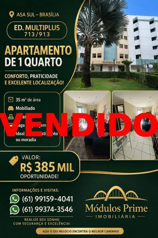 Apartamento de 1 quarto – Ed. Multiplus 713/913 | Asa SulExcelente oportunidade ...