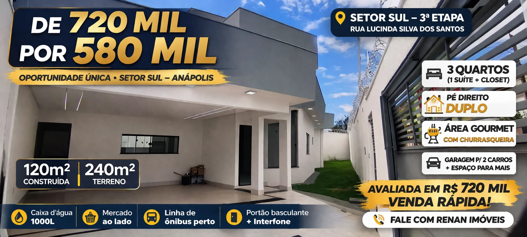 ?? OPORTUNIDADE RARA EM ANÁPOLIS ???? Avaliada: R$ 720.000?? Venda HOJE: R$ 580....