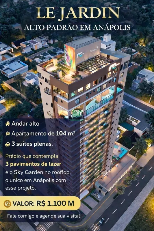 Apartamento Le Jardin, novo, previsão de entrega em 04/2026; -3 suítes. -104 m²-...