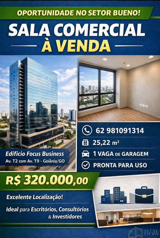 OPORTUNIDADE NO SETOR BUENO | SALA COMERCIAL À VENDASala comercial à venda no Ed...