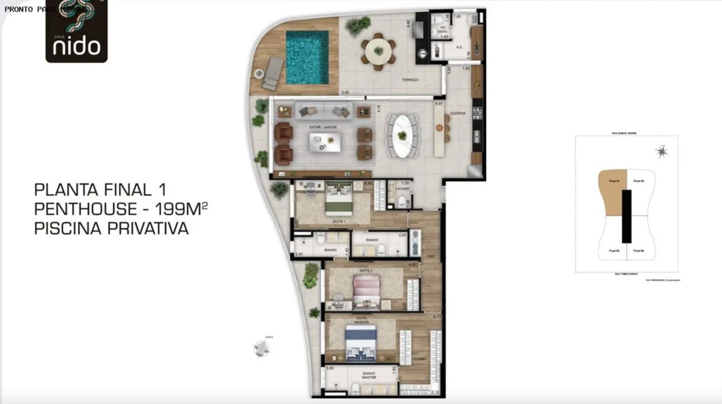 OPUS NIDO COBERTURA PENTHOUSE APTO. 3101 Rua Samuel Morse e Tomaz Edson Quadra 1...