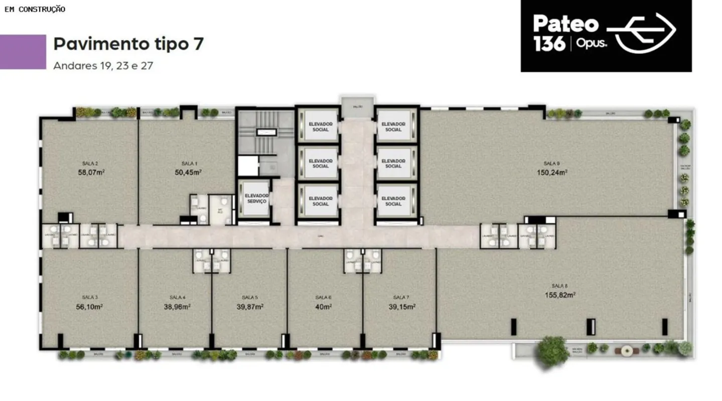 PATEO 136 OPUS - 1901 Área privativa 50,45m² Avenida 136, Qd. 49, Lts 20/23 Seto...