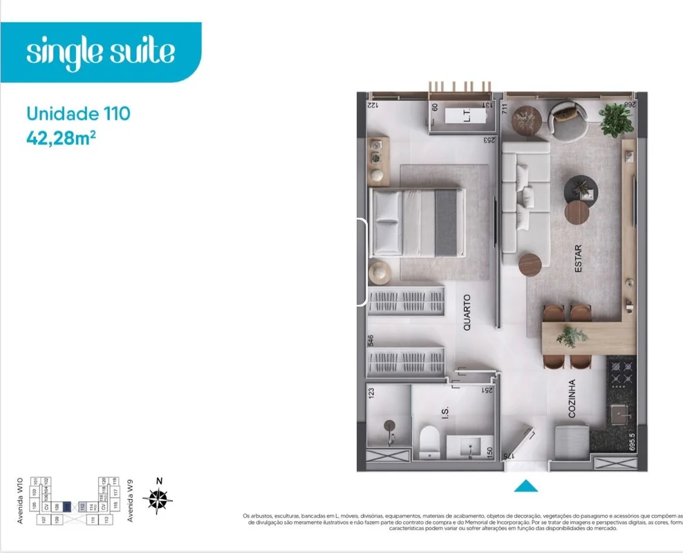 Ágio de R$ 200.000,00 e saldo devedor de R$ 500.000,00. Unidade com 42,28m², vag...