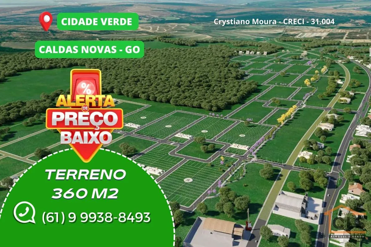 Terreno com 360m no Setor Lagoa Quente, em frente ao Bairro Cidade Verde. Distan...