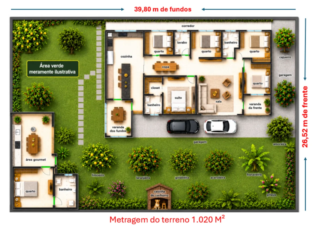 Casa ampla, escriturada e registrada, com 360 m² de área construída em um terren...