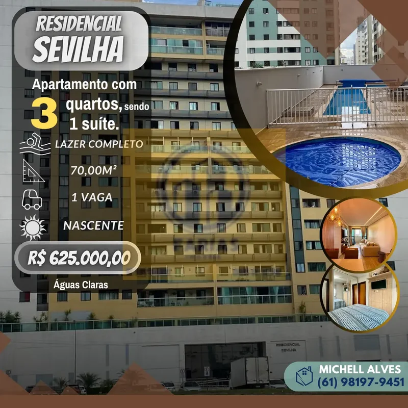 Belíssimo apartamento no Residencial Sevilha (Águas Claras Sul)- Unidade de cant...