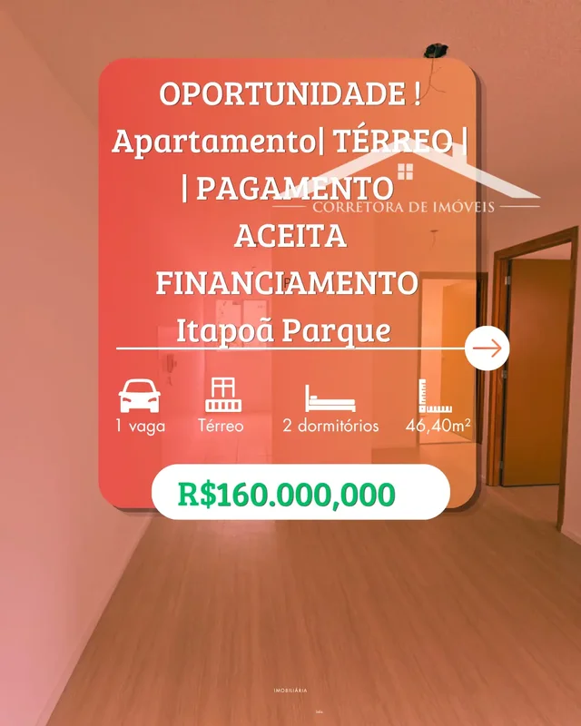 *OPORTUNIDADE!**Apartamento de 2 Quartos| Térreo| 1 vaga de garagem| Itapoã Parq...